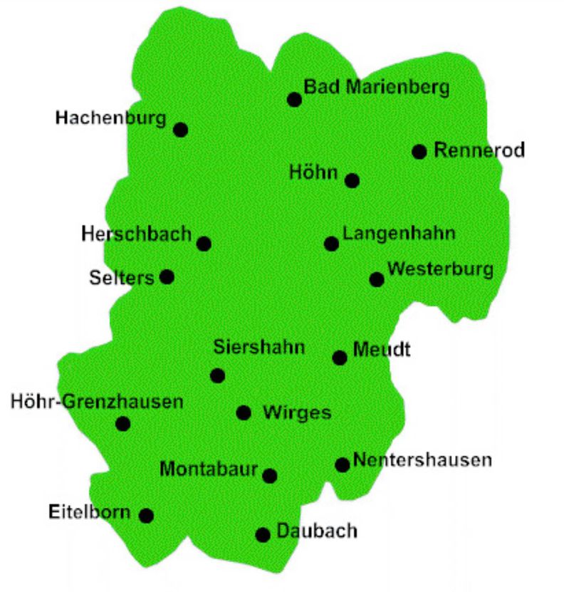 Karte - Ortsvereine im Westerwald